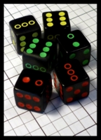 Dice : Dice - 6D - Black with Interesting Pips - Gen Con Aug 2014